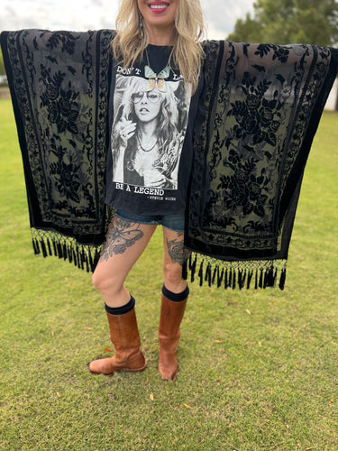 Burnt out velvet KIMONO TEE TUNIC // open size handmade // STEVIE LEGEND