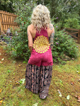 Upcycled PATCHWORK bell bottom OVERALLS // size medium Maroon