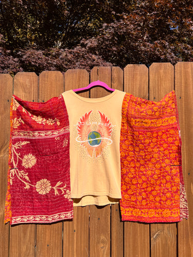 KANTHA TEE KAFTAN // open size handmade // JOURNEY studded