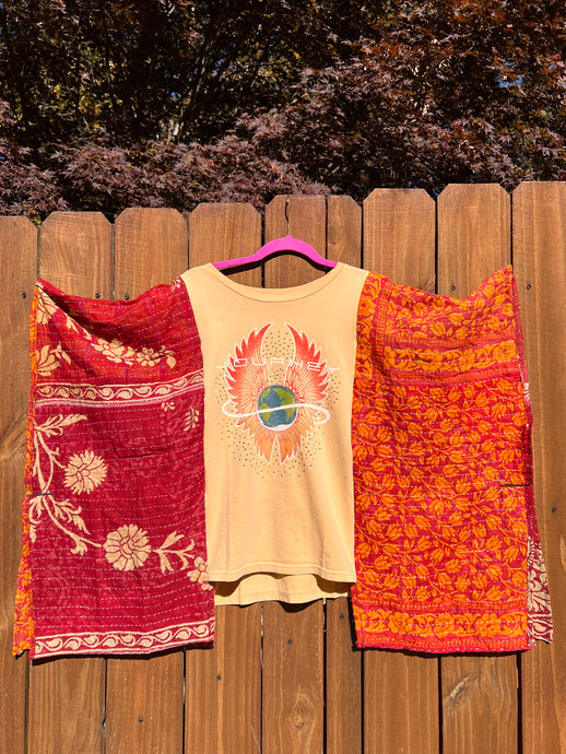 KANTHA TEE KAFTAN // open size handmade // JOURNEY studded