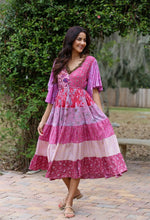 Mauve flutter sleeve maxi dress // adjustable waist
