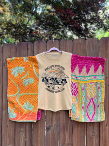 KANTHA TEE KAFTAN // open size handmade // JOSHUA TREE