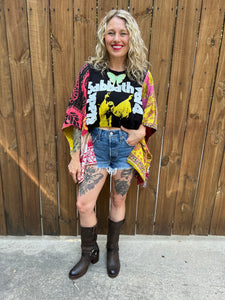 *Remake* KANTHA TEE KAFTAN // open size handmade // BLACK SABBATH
