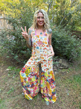 Upcycled PATCHWORK bell bottom OVERALLS // size small MUSHROOM