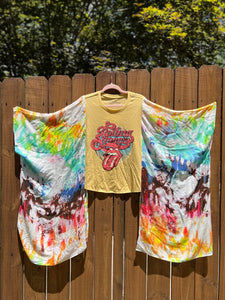 KIMONO TEE KAFTAN // open size handmade // ROLLING STONES Bling