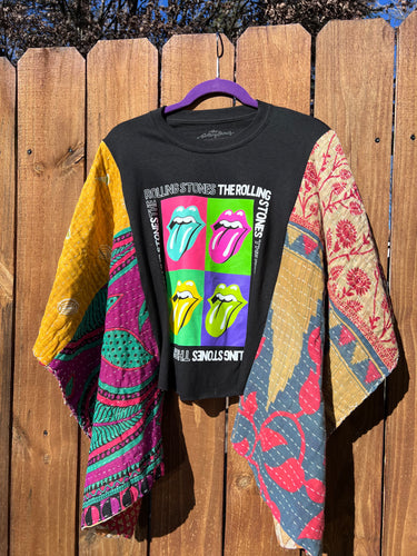 KANTHA TEE KAFTAN // open size handmade // Rolling Stones