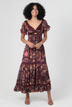 C4G68-SM45 BURNOUT VELVET TWIST FRONT CUT OUT MAXI DRESS: M