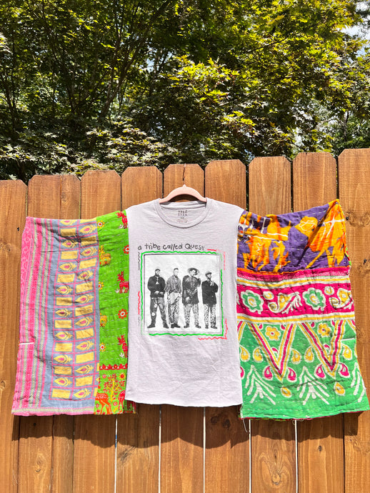 KANTHA TEE KAFTAN // open size handmade //A TRIBE CALLED QUEST