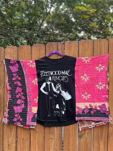 *Remake* KANTHA TEE KAFTAN // open size handmade // FLEETWOOD MAC black