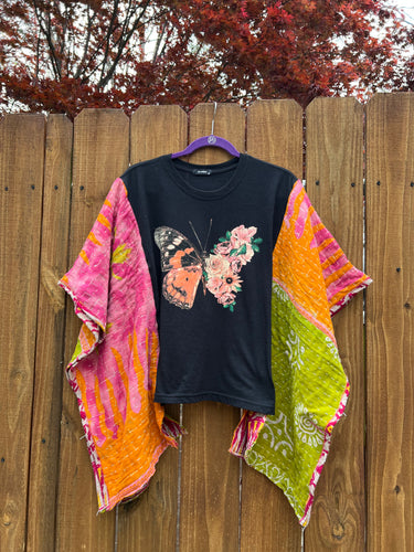 *remake* KANTHA TEE KAFTAN // open size handmade // BUTTERFLY