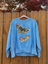 BUTTERFLY upcycled Sweatshirt // tie dye   // large blue