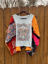 KANTHA TEE KAFTAN // open size handmade // butterfly blue