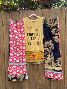 *Remake* KANTHA WING UPCYCLED DRESS// open size handmade// COWGIRL ERA