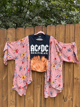 KIMONO TEE KAFTAN // open size handmade //AC/DC kimono floral