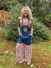 Upcycled PATCHWORK bell bottom OVERALLS // size small flower power