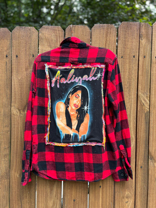 OOAK Large AALIYAH upcycled FLANNEL shirt