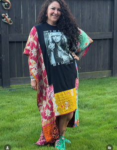 *Remake* KANTHA WING UPCYCLED DRESS// open size handmade// STEVIE NICKS LEGEND