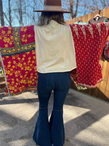 *Remake* KANTHA TEE KAFTAN // open size ROCK & ROLL