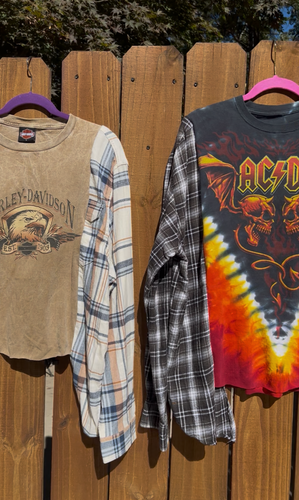 Reserved CHRISSY Custom flannel shirt // Metallica vertigo skull