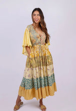 Sunflower flutter sleeve maxi dress // adjustable waist