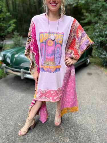 *Remake* KANTHA TEE DRESS // open size handmade // THE DOORS Pink
