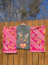 KANTHA TEE KAFTAN // open size handmade // Hummingbird floral