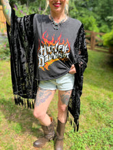 HARLEY // Burnt out velvet Tassels KIMONO TEE TUNIC // open size handmade
