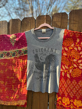 KANTHA TEE KAFTAN // open size handmade // CHICKENS