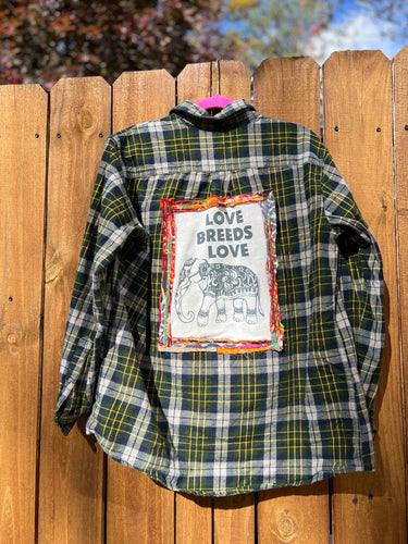 Superlovetees Upcycled Flannel //large handmade // love breeds love