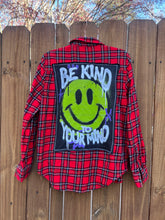 OOAK upcycled FLANNEL “Be kind” shirt // medium