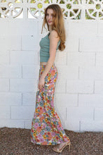 25T06-A855 TIERED WIDE LEG FLORAL PRINTED PANTS SMOCKED WAIS: S