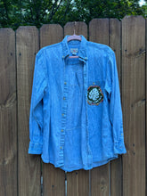 OOAK small PLANT LADY upcycled DENIM shirt