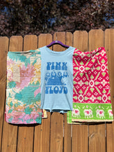 KANTHA TEE KAFTAN // open size handmade // PINK FLOYD blue