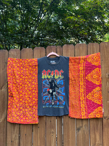 *remake* KANTHA TEE KAFTAN // open size handmade // AC/DC red orange