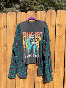 FLANNEL TEE KAFTAN // open size handmade //BILLY JOEL