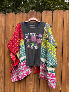 KANTHA TEE KAFTAN // open size handmade //GRATEFUL DEAD floral