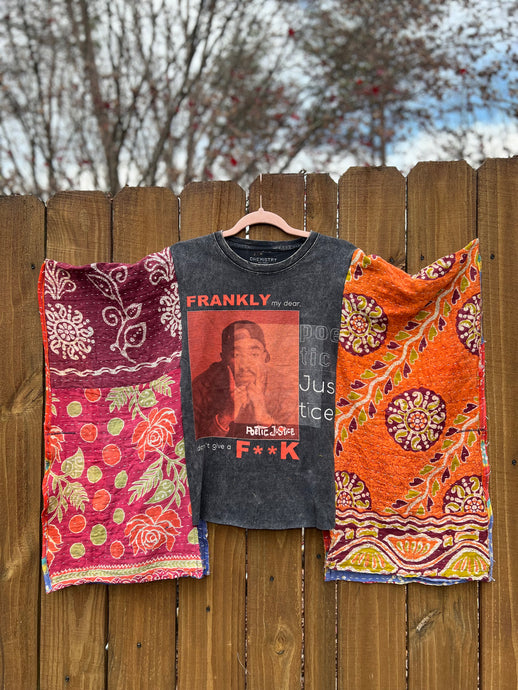 KANTHA TEE KAFTAN // open size handmade // TUPAC