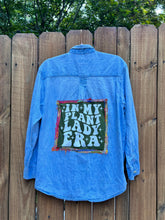 OOAK small PLANT LADY upcycled DENIM shirt