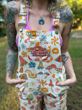 Upcycled PATCHWORK bell bottom OVERALLS // size small MUSHROOM