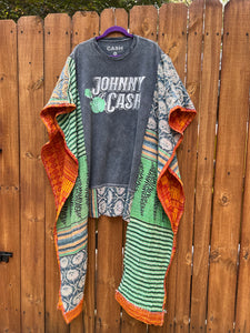 KANTHA WING UPCYCLED DRESS// open size handmade// Johnny Cash