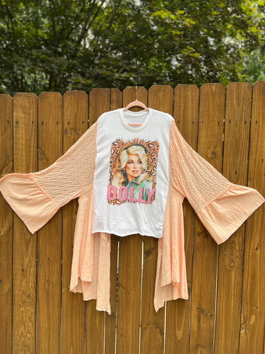 KIMONO TEE KAFTAN // open size handmade // DOLLY Pink LACE