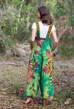 Adjustable green rainbow tie dye overalls