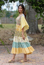 Sunflower flutter sleeve maxi dress // adjustable waist