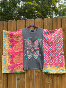 *remake* KANTHA TEE KAFTAN // open size handmade // Double butterfly