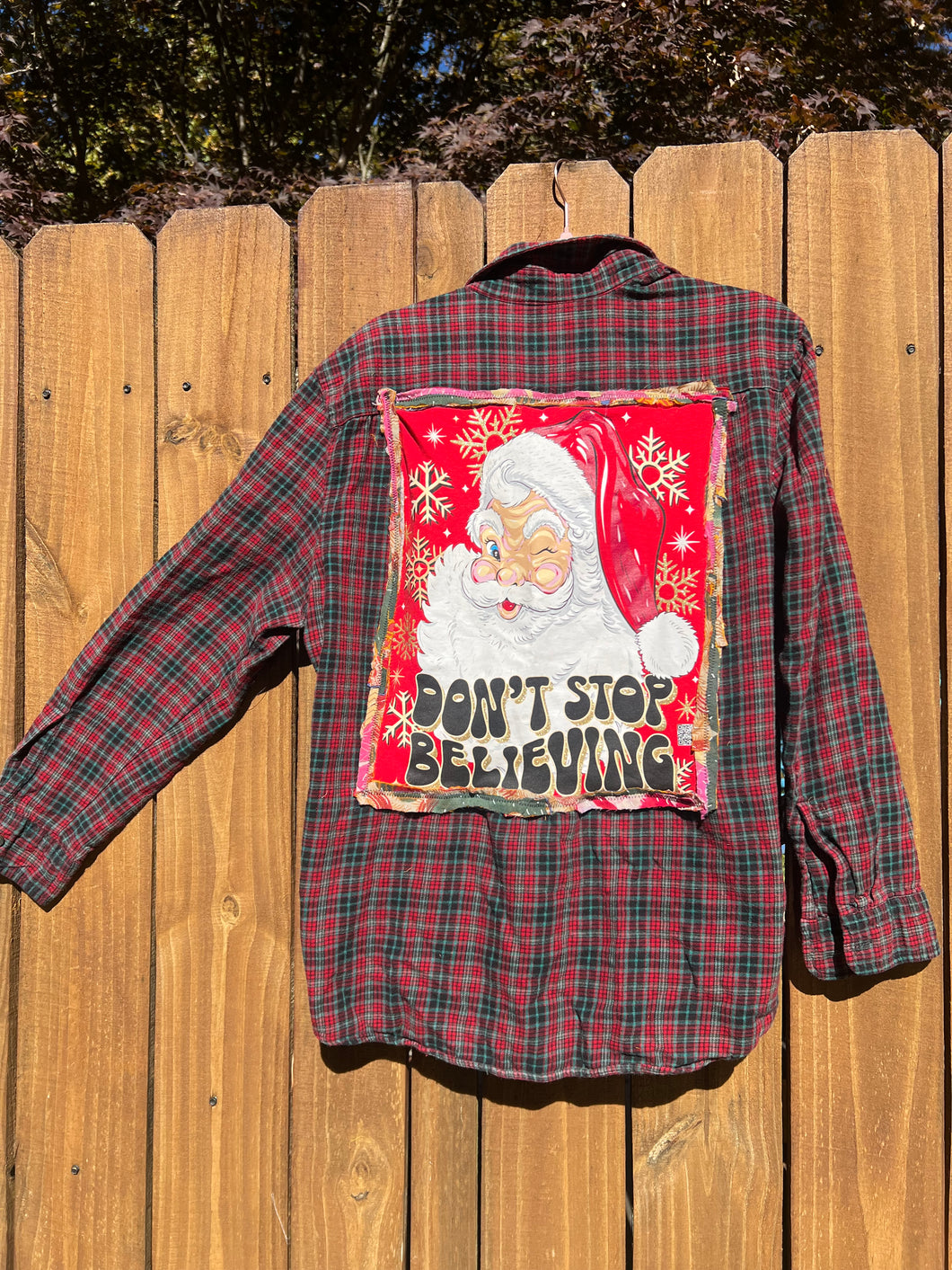 OOAK LARGE (men’s) SANTA vintage upcycled FLANNEL shirt