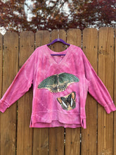 BUTTERFLY upcycled Sweatshirt // tie dye   // large hot pink