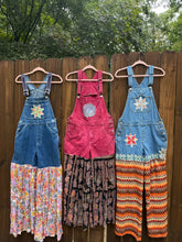 Upcycled PATCHWORK bell bottom OVERALLS // size small flower power