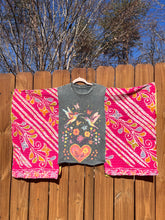 KANTHA TEE KAFTAN // open size handmade // Hummingbird floral