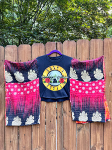 KANTHA TEE KAFTAN // open size handmade // GUNS N ROSES