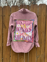 OOAK small Butterfly wings upcycled CORDUROY shirt